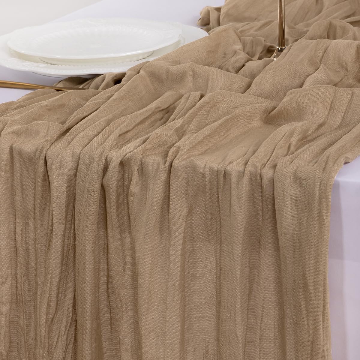 170 inch 14FT Socomi Nude Coffee Table Runner Spring Easter Cheesecloth Table Runner Cheese Cloth Boho Rustic Gauze