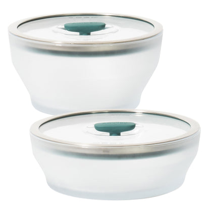 Anyday 4-Pc Microwave Cookware & Glass Food Storage Set with Glass Lids | Medium Plastic-Free Containers | Stackable Steamer with Vented Lid for Microwave-Safe Reheating & Steaming Vegetables, Rice