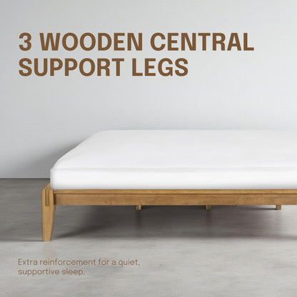 NTC Sapa Solid Wood Platform Bed Frame – Minimalist, Japanese Joinery, No Box Spring Needed, Silent Slats, Easy Assembly – King – Teak Look