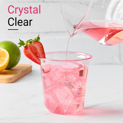 Soelomu 12 oz Pink Plastic Cups, 50 Pcs Disposable Stemless Wine Glasses Cocktail Party Cups for Mother's Day Wedding Birthday Meeting Gathering
