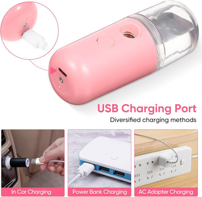 LIFKOME Hand Held Humidifier, Portable Pink Humidifier Diffuser, Face Mister for Home, Office, Travel