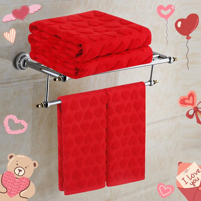 GreenPine 2 Pack Valentine's Day Hand Towels Red Heart Love Cute Bathroom Decorative Towels Set for Drying, Cleaning, Cooking, Holiday 13.7'' x 29.5''