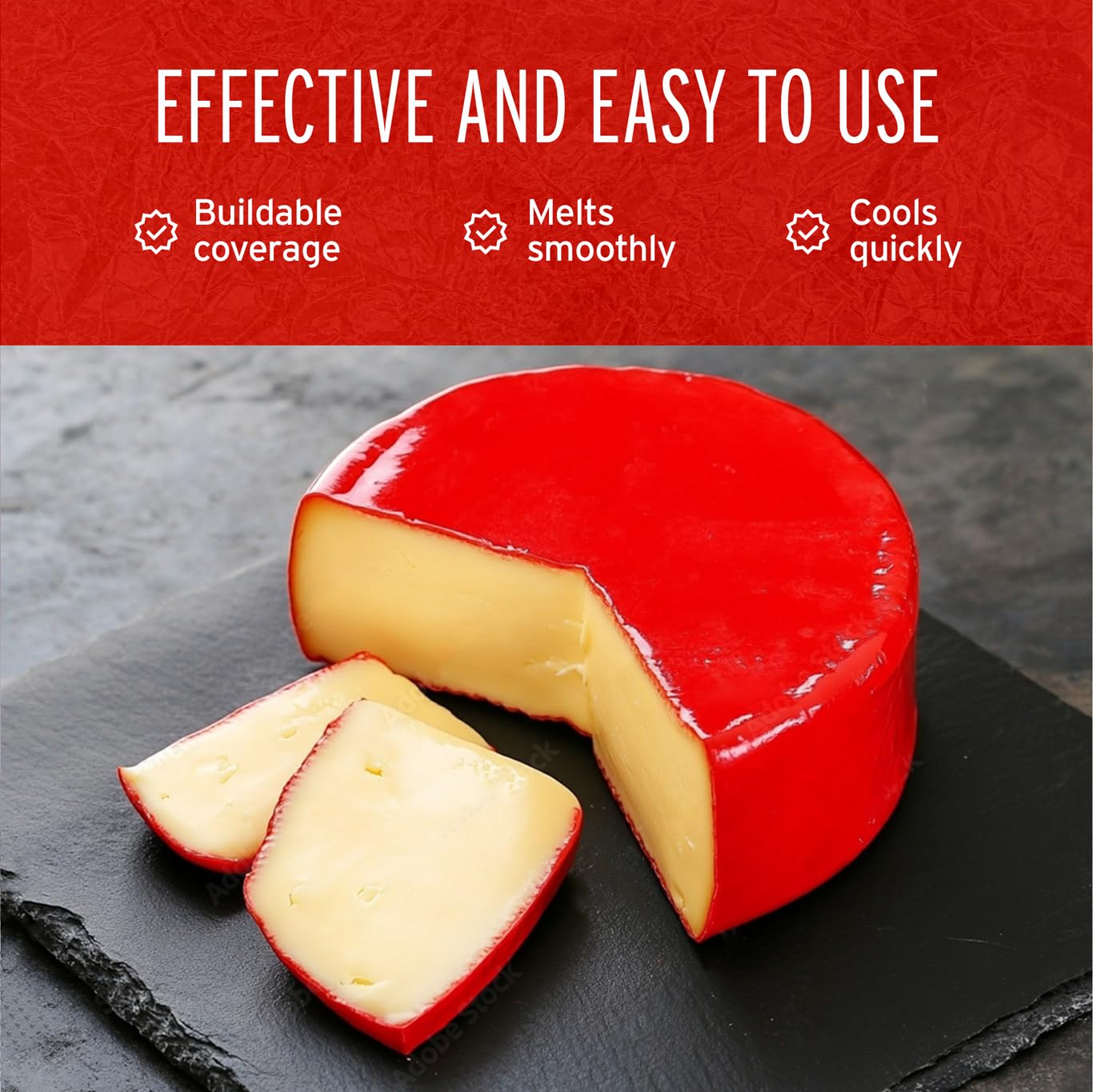 1 Blended Waxes Inc. Cheesemaking Wax Block - Premium Food Grade Wax, Can Be Used For A Variety Of Cheese Types, Red