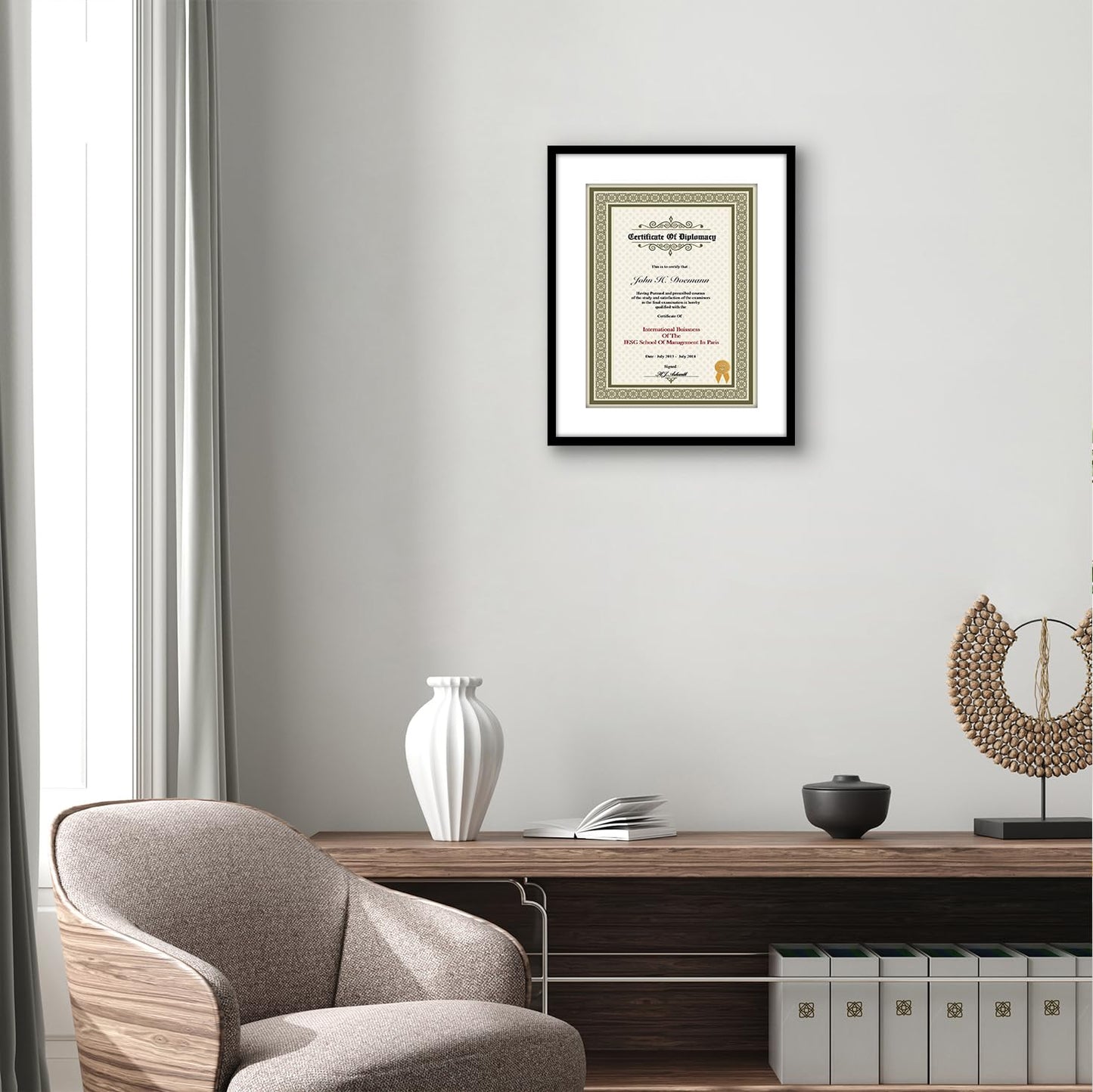 Americanflat 11.5x14 Diploma Frame with Shatter-Resistant Glass - Use as 8.5x11 Frame with Mat or Display 11.5x14 Document Without Mat - Legacy Collection - Certificate Frames for Wall - Black