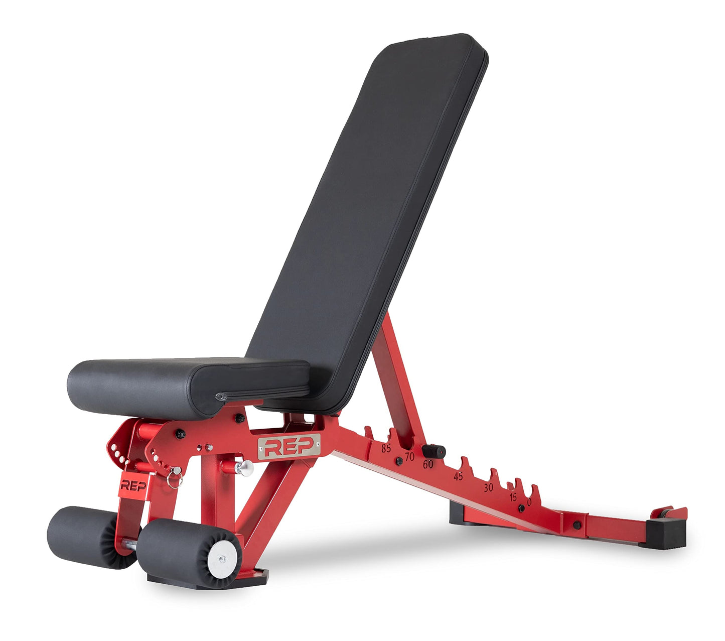 REP Foldable Incline Decline Bench | FID Platform for Home Gym | Compact Portable Fitness Stationary Equipment | Heavy Duty Strength Training Chair | Adjustable Sit-up Dumbbell Workout Support, Red