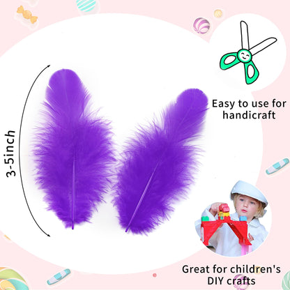 Soarer 900pcs Green Yellow Purple Feathers - 3-5inch Feathers Bulk for Mardi Gras Party, Dream Catcher Supplies and DIY Crafts