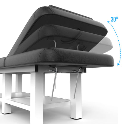 Stationary Massage Table, 75”L 31.5''W Heavy Duty Height Adjustable Esthetician Bed w/Facial Cradle, 800LBS Metal Frame PU Leather Physical Therapy Table Spa Lash Bed Professional Equipment (Black)