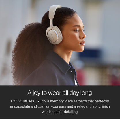 Bowers & Wilkins Px7 S3 Wireless Headphones Over Ear Noise Cancelling, Active Noise Cancelling & Transparency Mode, Hi-Res Sound, Bluetooth, 30-Hr Playtime, Quick Charge, Canvas White