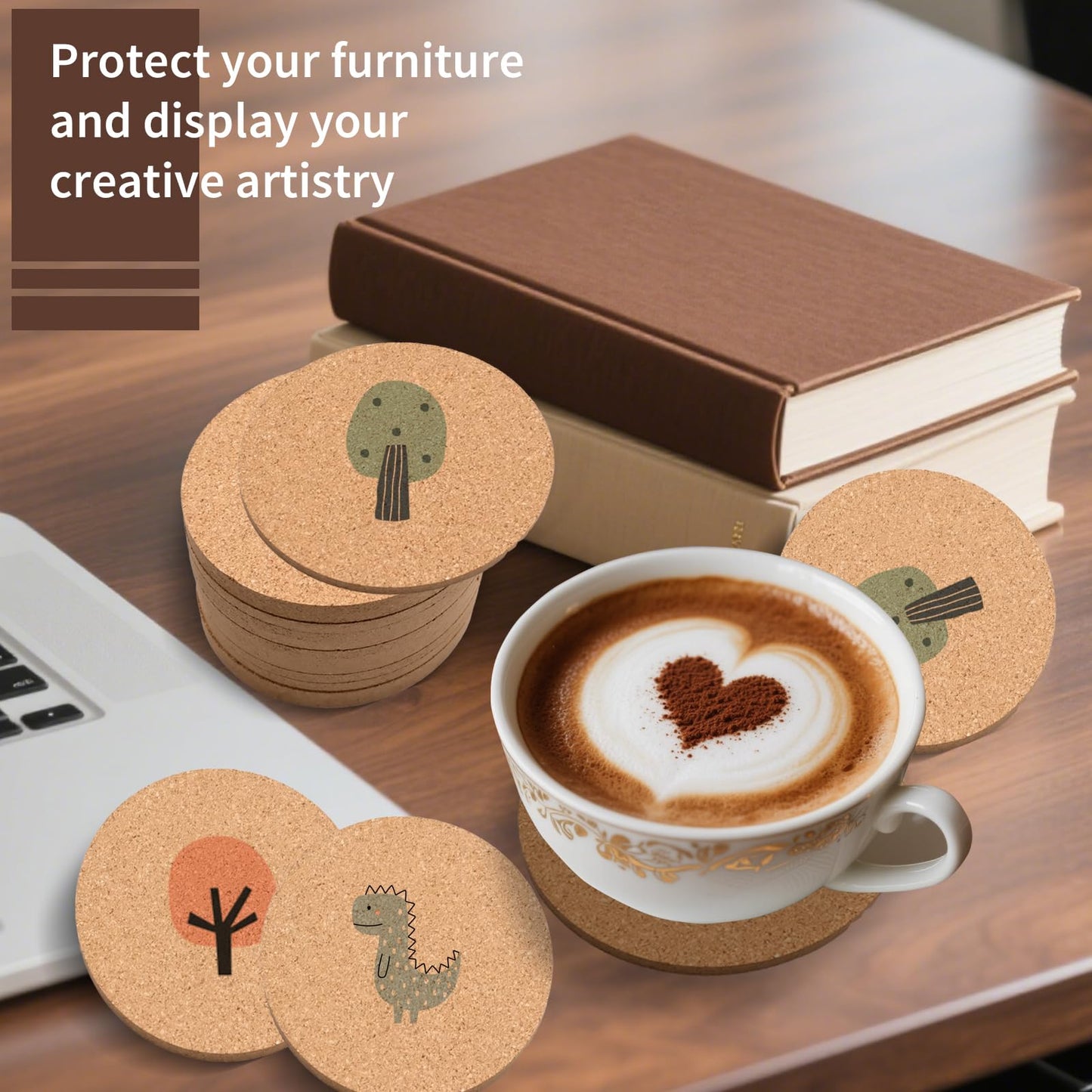 LECEHIVO 320 Pcs Cork Coasters Bulk 4 Inch Absorbent Cork Coasters DIY Blank Trivets for Dishes,Wine Glass,Kitchen,Office, Home Bar