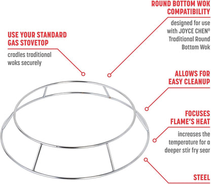 JOYCE CHEN Wok Ring for Traditional Round Bottom Woks