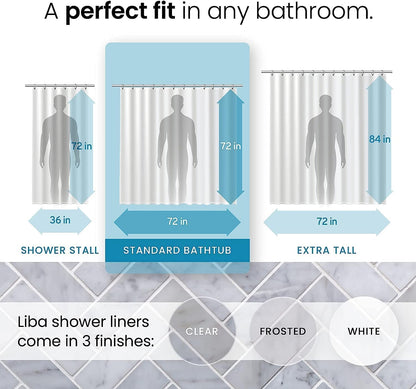 LiBa Waterproof Shower Curtain - Heavy-Duty Non-Toxic PEVA with Rust-Proof Grommets | 72x72 Inches