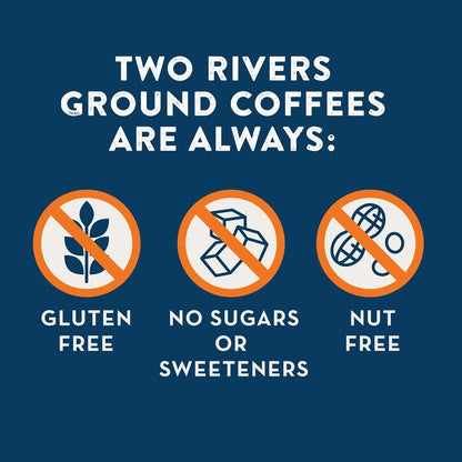 Two Rivers Coffee Chocolate Coconut Flavored Ground Coffee, Perfectly Balanced, Always Smooth, Made with 100% Arabica Beans - Flavor Enhanced, 10 Ounce Bag