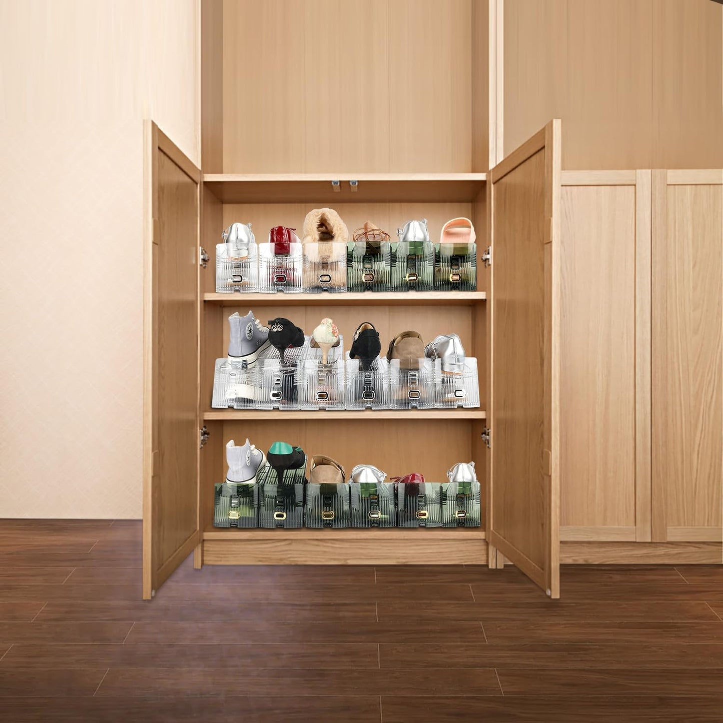 Yes!Fresh Closet 3 4 Pack) Shoe Slots Organizer, Boutique Display Style Shoe Stacker for A Pair of Shoes, Separable