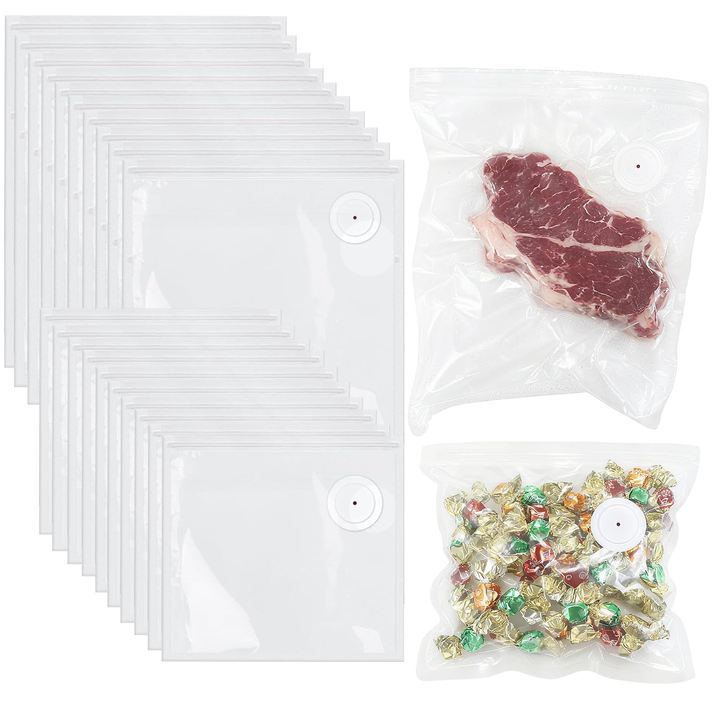 40PCS Reusable vacuum seal bags for food - 20PCS Large (13.4×10.2") And 20PCS Small (8.3×8.7") Compact Vacuum Sealer Bags, Leak-Proof Odor-Resistant for Refrigerator Outdoor Travel Food Storage