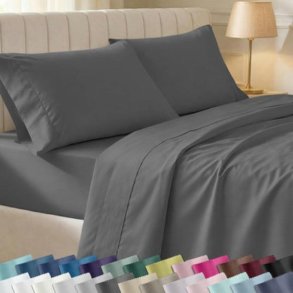California Design Den Twin Sheet Set - 100% Soft Cotton, 400 Thread Count, Silky Smooth Sateen - Grey
