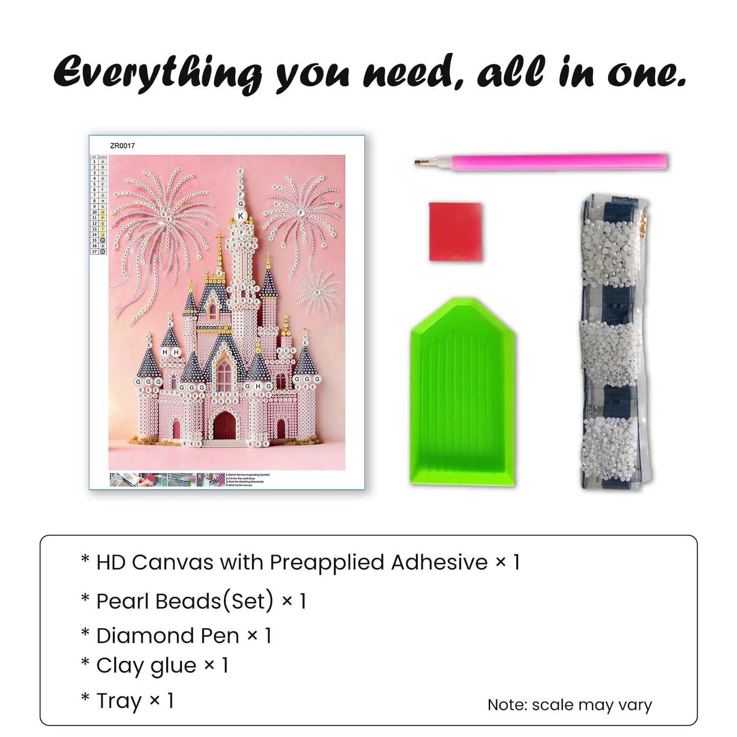 SuuTang 5D Diamond Art Pearl Painting Kits for Adults & Beginner, Special Shape Castle Beaded Art Kit 13.8x17.8inch, DIY 3D Plastic Pearl Diamond Dots Gem Art Craft, Home Wall Holiday Decor Gift