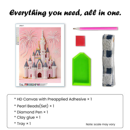 SuuTang 5D Diamond Art Pearl Painting Kits for Adults & Beginner, Special Shape Castle Beaded Art Kit 13.8x17.8inch, DIY 3D Plastic Pearl Diamond Dots Gem Art Craft, Home Wall Holiday Decor Gift