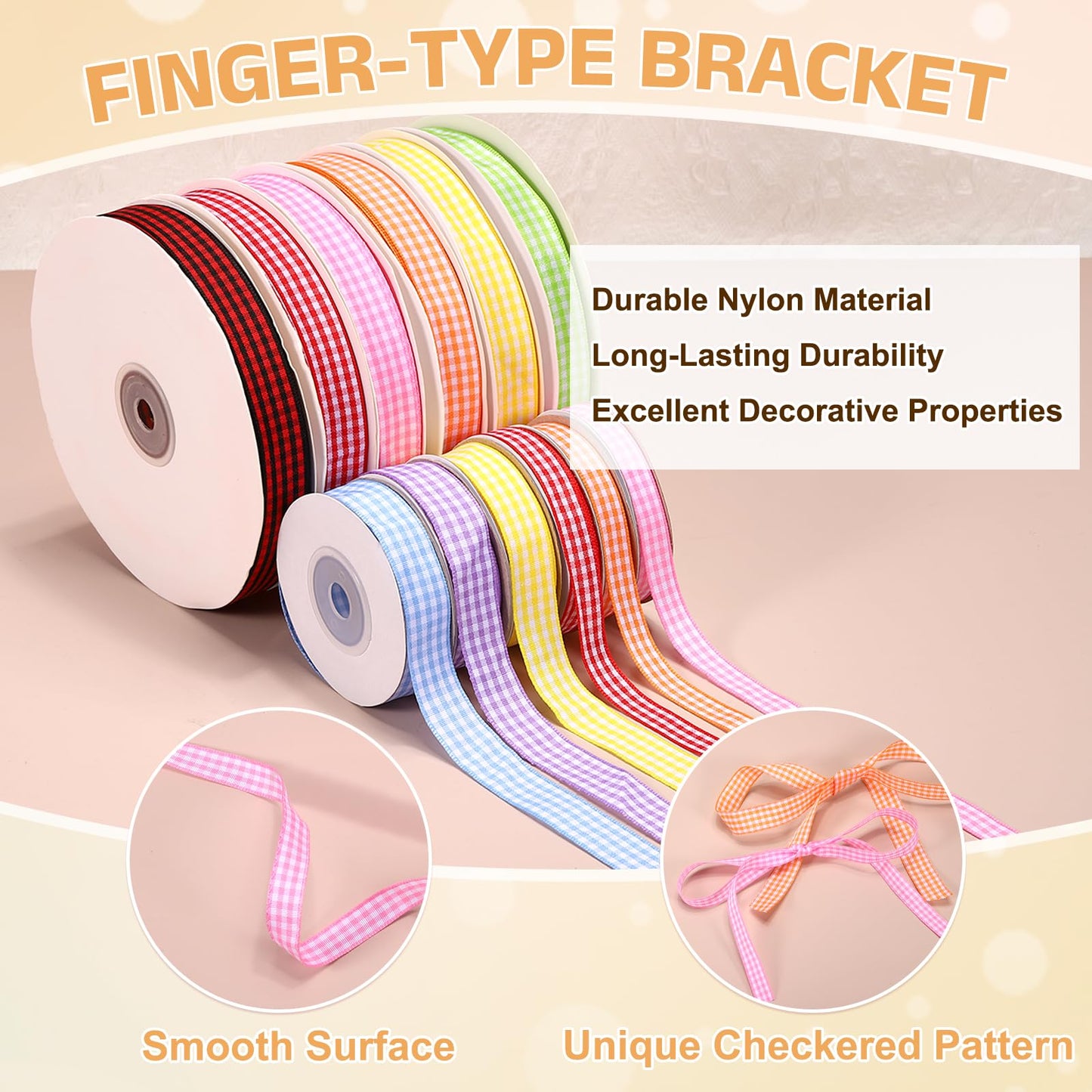 PATIKIL 50 Yard x 3/8 Inch Gingham Ribbon, Plaid Ribbon Nylon Checkered Gift Wrapping Strip for Thanksgiving Bow Wreath Craft Birthday Wedding, Pink