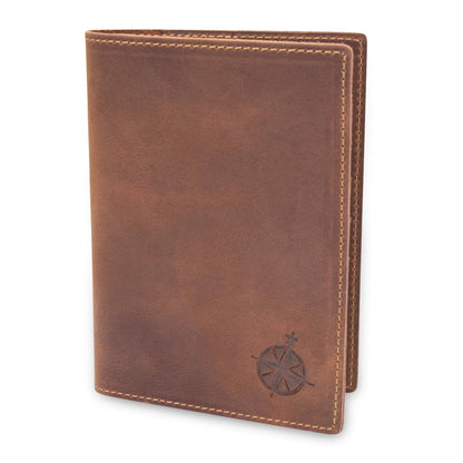 WANDERINGS Leather Travel Wallet with Passport Holder - 5.5" x 4" - Genuine Leather Case with RFID Blocking for Men and Women - Folding Wallet for Passports