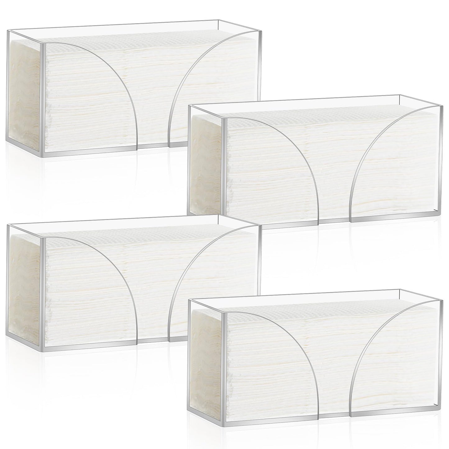 4Pack Clear Paper Towel Dispenser Countertop Acrylic Paper Towel Holder for Bathroom Folded Paper Towel Dispenser Clear Trifold Napkin Holder for Z-fold, C-fold, MultiFold Trifold