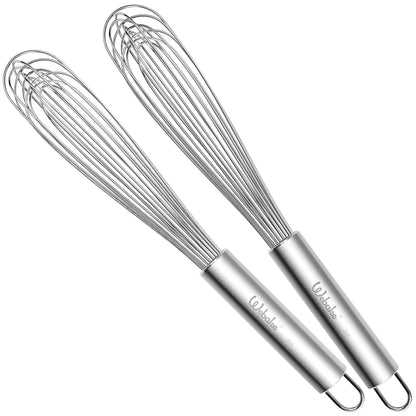 Webake 11" Stainless Steel French Whisk French Whip for Professional or Home, 304 Metal Whisk Set of 2
