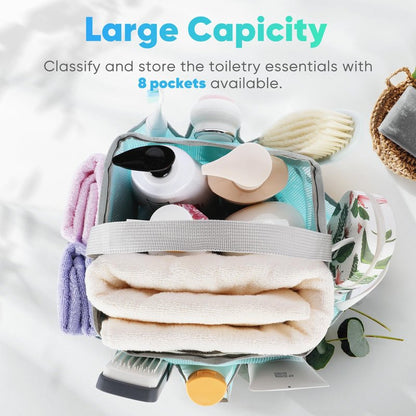 EUDELE 2 Pack Mesh Shower Caddy Portable for College Dorm Room Essentials, Shower Caddy Dorm with 8-Pocket Large Capacity,Shower Bag for Beach,Swimming,Gym