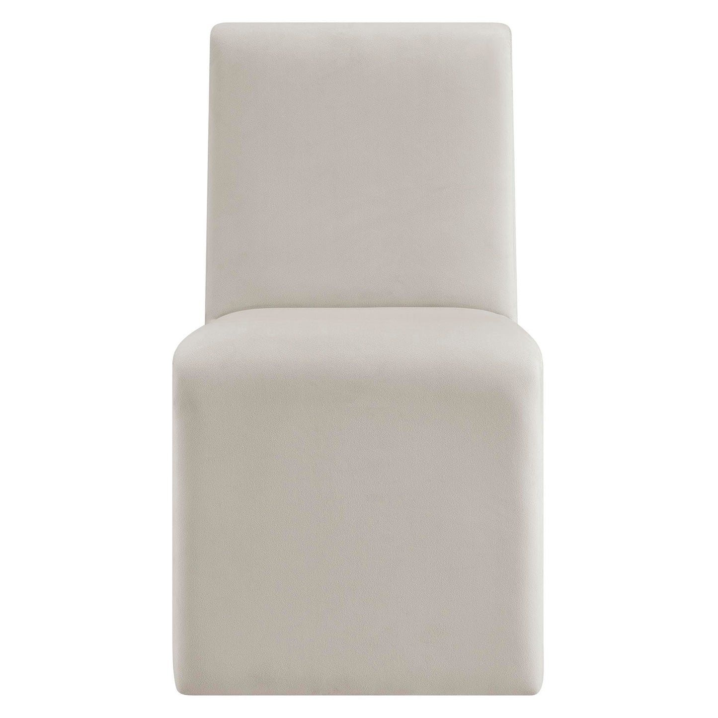 Modway Emory Upholstered Dining Side Chair in Alabaster - Single Armless Slipper Chair - Padded Performance Velvet Accent for Dining Room, Kitchen