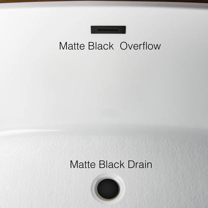 WOODBRIDGE 71" Acrylic Freestanding Bathtub Contemporary Soaking Tub , White Acrylic ( Matte Black Drain/Overflow),B0017 MB Drain &O