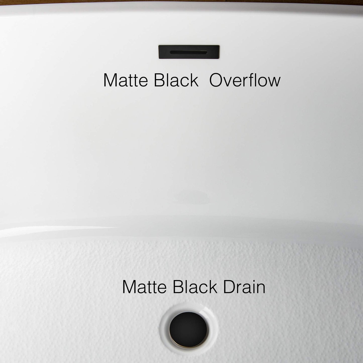 WOODBRIDGE 59" Acrylic Freestanding Bathtub Contemporary Soaking Tub with Matte Black Overflow and Drain,Black