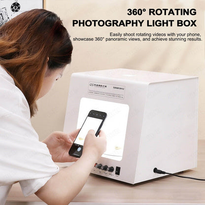 Jewelry Photography Light Box Kit with Adjustable Turntable, 22000Lux Professional Studio Setup for Stunning Gemstone Images, Customizable Speed, for Small Items with Full Accessories(Tb20)