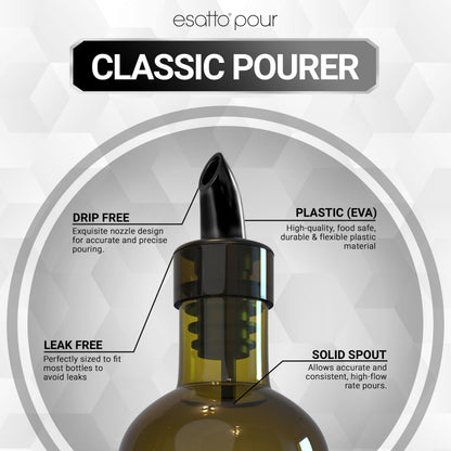 Esatto 100 Piece Plastic Bottle Pourer - Versatile Drink and Alcohol Pourer Spout - Easy Install, Durable, Professional Bar Tool