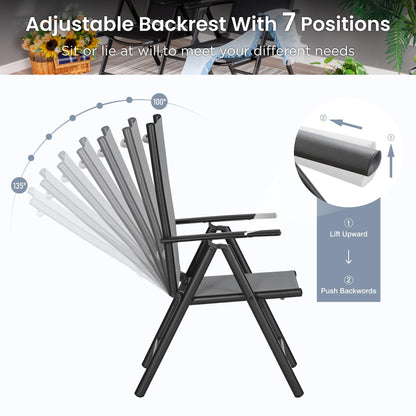 PHI VILLA Outdoor Patio Dining Set with 10ft Umbrella for 4, Outdoor Table Chairs Set with Adjustable Folding Patio Chair for Garden