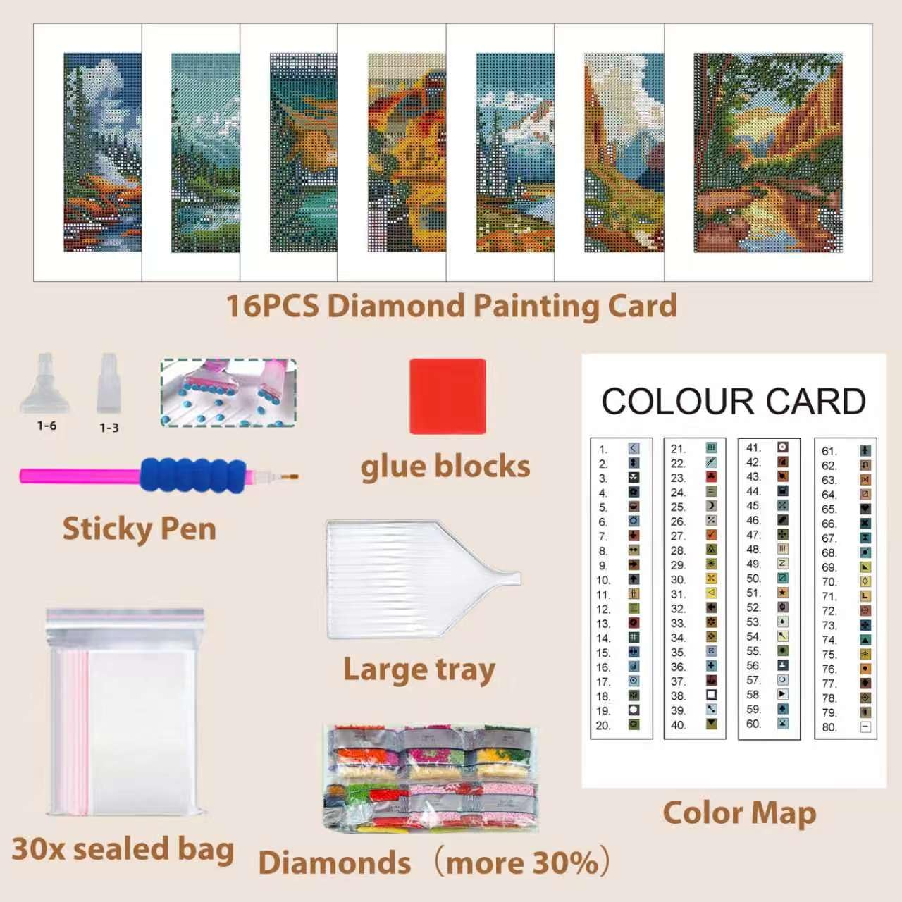 Aestalrcus 12 Pcs Small Diamond Art Kits, National Park Landscape Diamond Art Kits for Adults, DIY Square Diamond Painting 3-Hour Gem Painting for Gift Home Desktop Decor 6.7x8.3 Inch(Without Frame)
