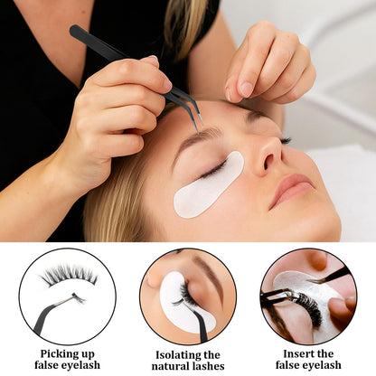 30Pcs Stainless Steel Craft Tweezers 4.9Inch Curved Pointed Tweezers with Protective Cover, Multipurpose High Precision Tweezer for Craft Sewing Stickers Eyelash Jewelry Making(Black)
