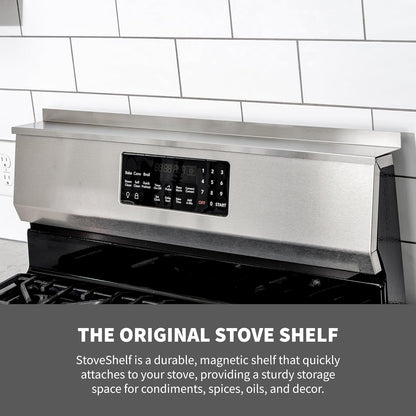 24" StoveShelf Apartment Length Stainless Steel Finish Magnetic Shelf for Kitchen Stove - Kitchen Storage Solution