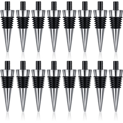 Honeydak 16 Pieces Metal Bottle Stopper Blank Stainless Steel Wine Bottle Stopper Kit Reusable Wine Saver Corks Hardware for Wedding Party Bar Turning