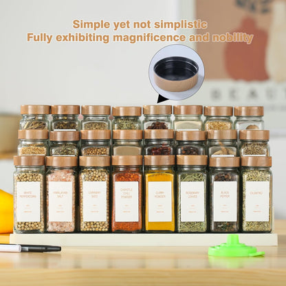 TESUNMU Label4oz (48) Spice Jars with Seasoning Containers, Glass Spice Bottles with Shaker Lids,Funnel, Chalk Pen