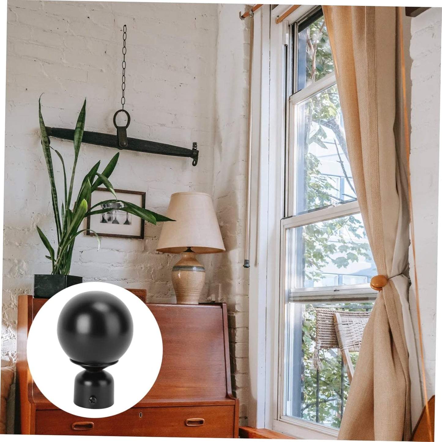 Artibetter 2pcs Roman Pole Decorative Head Curtain Pole Finials, Iron Drapery Rod Ends for Curtain Rail