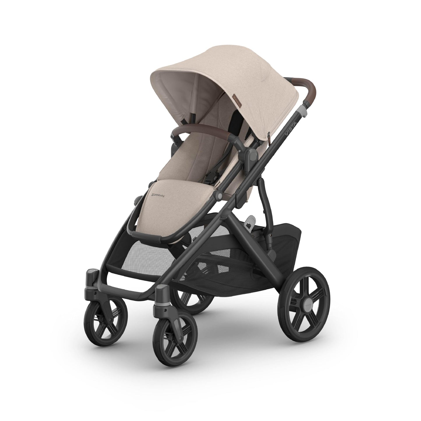 UPPAbaby Vista V3 Convertible Single-to-Double Stroller for Baby & Toddler, 30+ Configurations, Car Seat Compatible, All-Wheel Suspension, XL Basket – Ada (Sandstone Mélange/Carbon Frame)