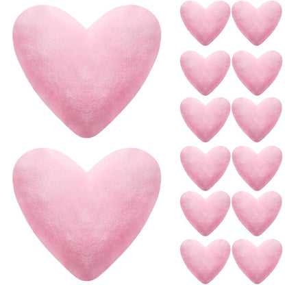 PullCrease 24 Pcs Valentine's Day Heart Shaped Plush Decorative Pillows Bulk Stuffed Plush 5.5" Soft & Fluffy Heart Decor & Gifts for Valentine's Day Weddings Parties Bed Room Office Sofa (Pink)