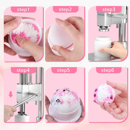 Bonoutil Bath Bomb Press Machine with 6 Molds, Heavy Duty Adjustable Height Bath Bomb Machine DIY Soap Press