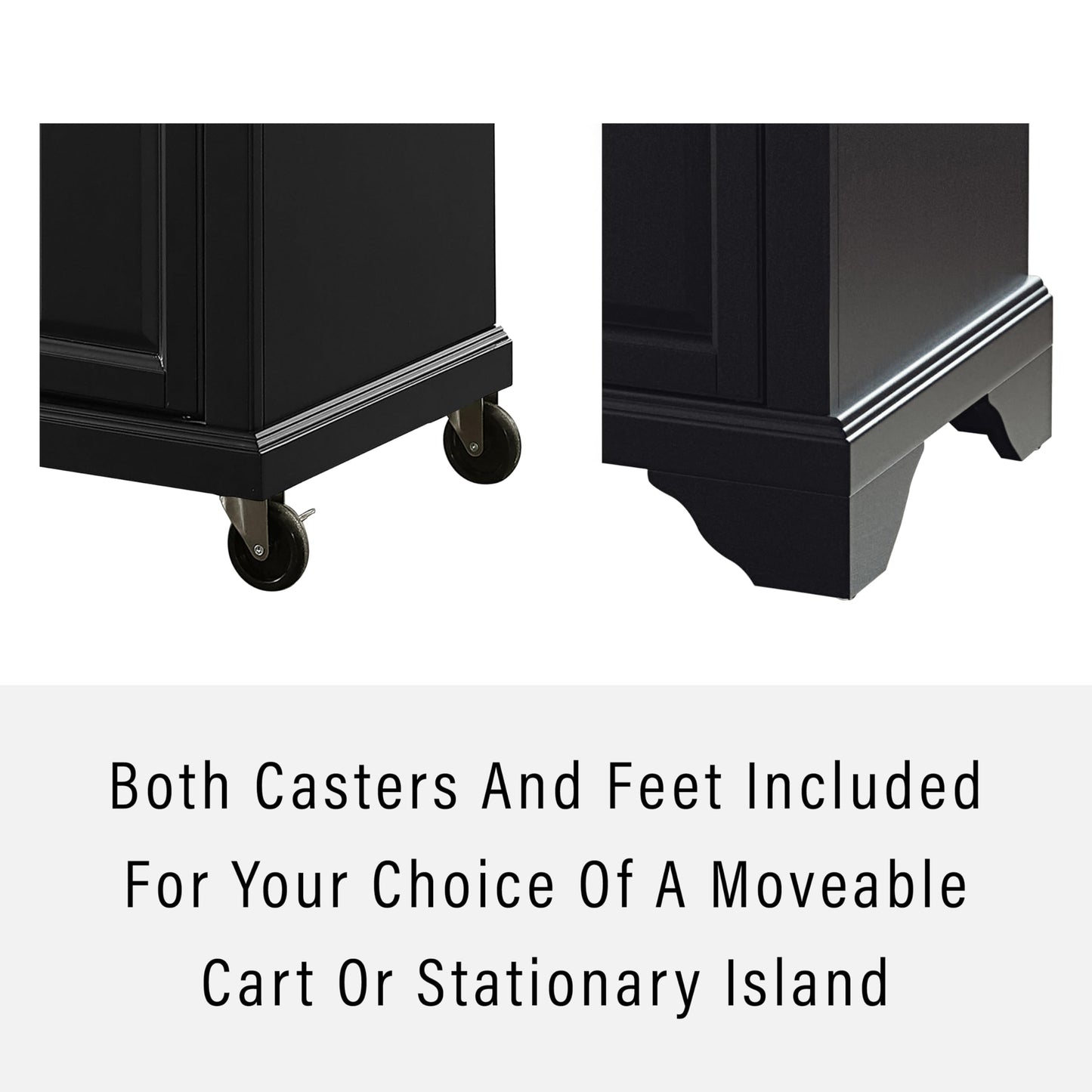 Crosley Furniture LaFayette Granite Top Small Portable Rolling Kitchen Island Storage Cart, Microwave Stand, Black