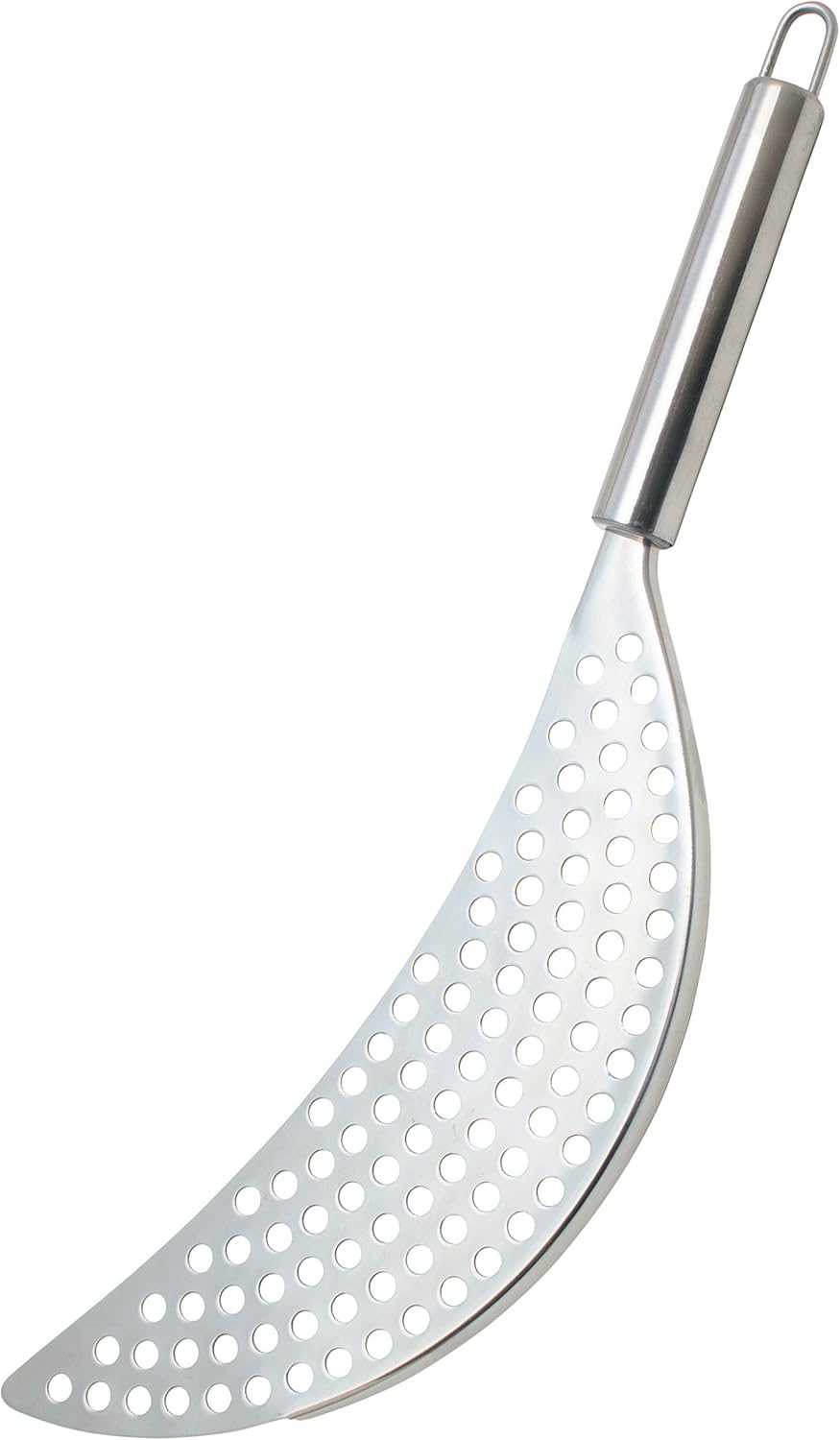 KitchenCraft Stainless Steel Half-Moon Pan Strainer, Silver