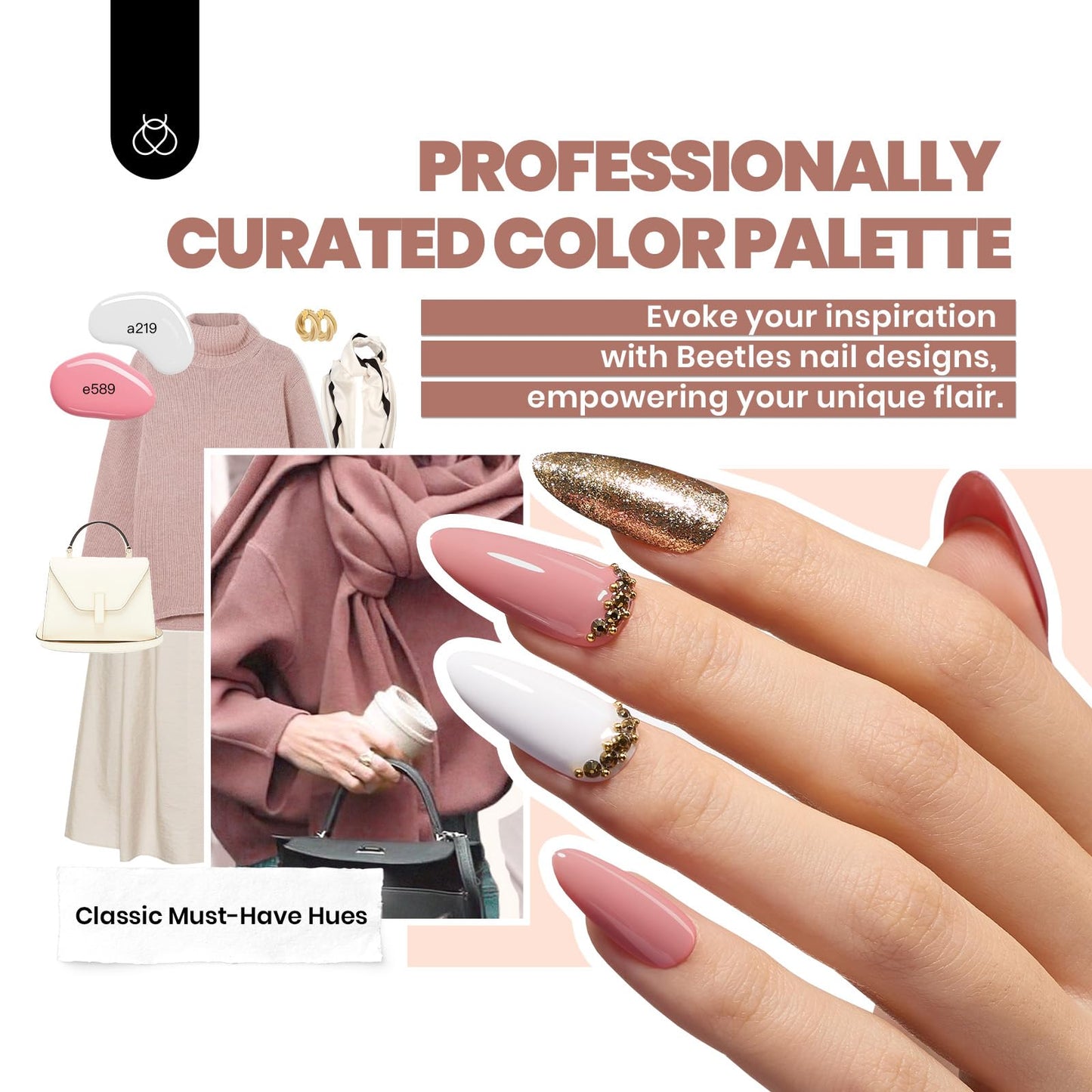 Beetles Gel Nail Polish Kit with U V Light - 80Pcs Fall Nail Fest Color Enchantment 55 Colors Gel Polish Starter Kit with Base Top Coat DIY Nails Stickers Manicure Tools Gift for Women Teens Girls