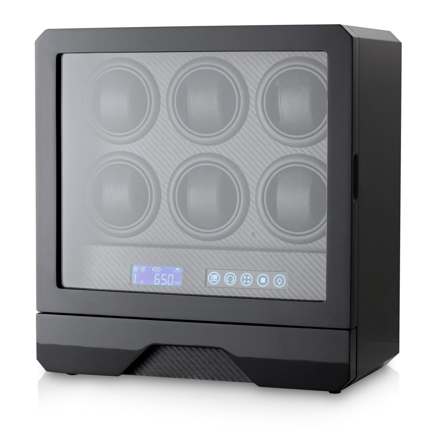 6 Watch Winder with LED Light, LCD Display and Storage Drawer