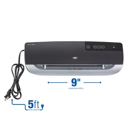 GBC Thermal Laminator Machine, Fusion 3000L, 9 Inch, 1 Min Warm-up, 3 or 5 Mil, with 30 EZUse Laminating Pouches for Home, Office and Classroom, Black (1703079)