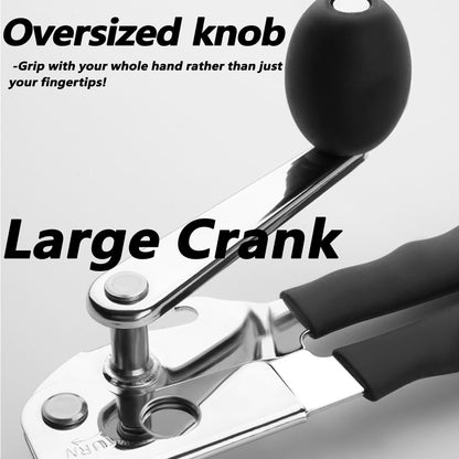 [Upgrade] Commercial Can Opener, Durable All-Steel Construction - RICKUNCL Hand Crank Can Opener with Magnet, Comfortable Extra-long Handles, Oversized Knob, Professional Ergonomic & Easy for Big Cans