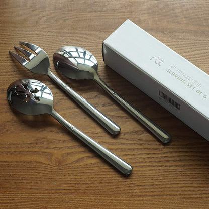 Serving Spoon x 2,Slotted Serving Spoon x 2,Serving Forks x 2,RTT 9 Inch Stainless Steel Catering Serving Utensils for Party Buffet Dinner Banquet Kitchen Basics (Silver Mirror Finish)