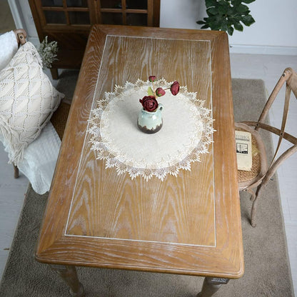 23 Inch ARTABLE Grey Lace Doily Linen Table Topper Scarf Placemat Round Small Coffee Farmhouse Table Cover Rustic
