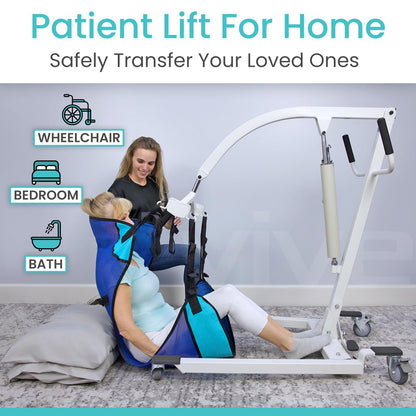 Vive Hydraulic Patient Lift for Home Use - Portable, Medical Patient Transfer Lift System - Sit to Stand Lift Assist for Elderly - Floor & Fall Elderly Lift - for Car, Wheelchair, Chair & Bed Transfer